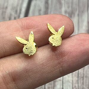 NEW PLAYBOY Gold Plated Stud Earrings Playboy Bunny Y2K Cute